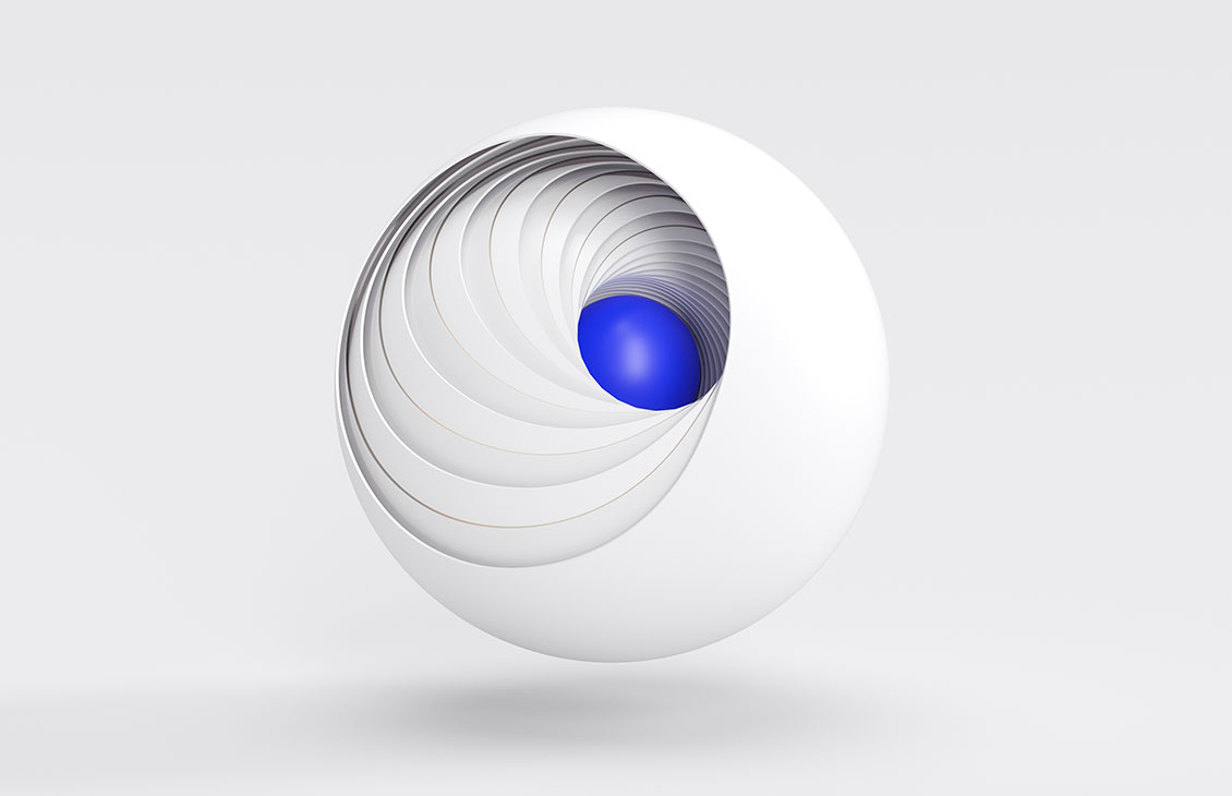 SLB-style render of a sphere showing layers and a blue center