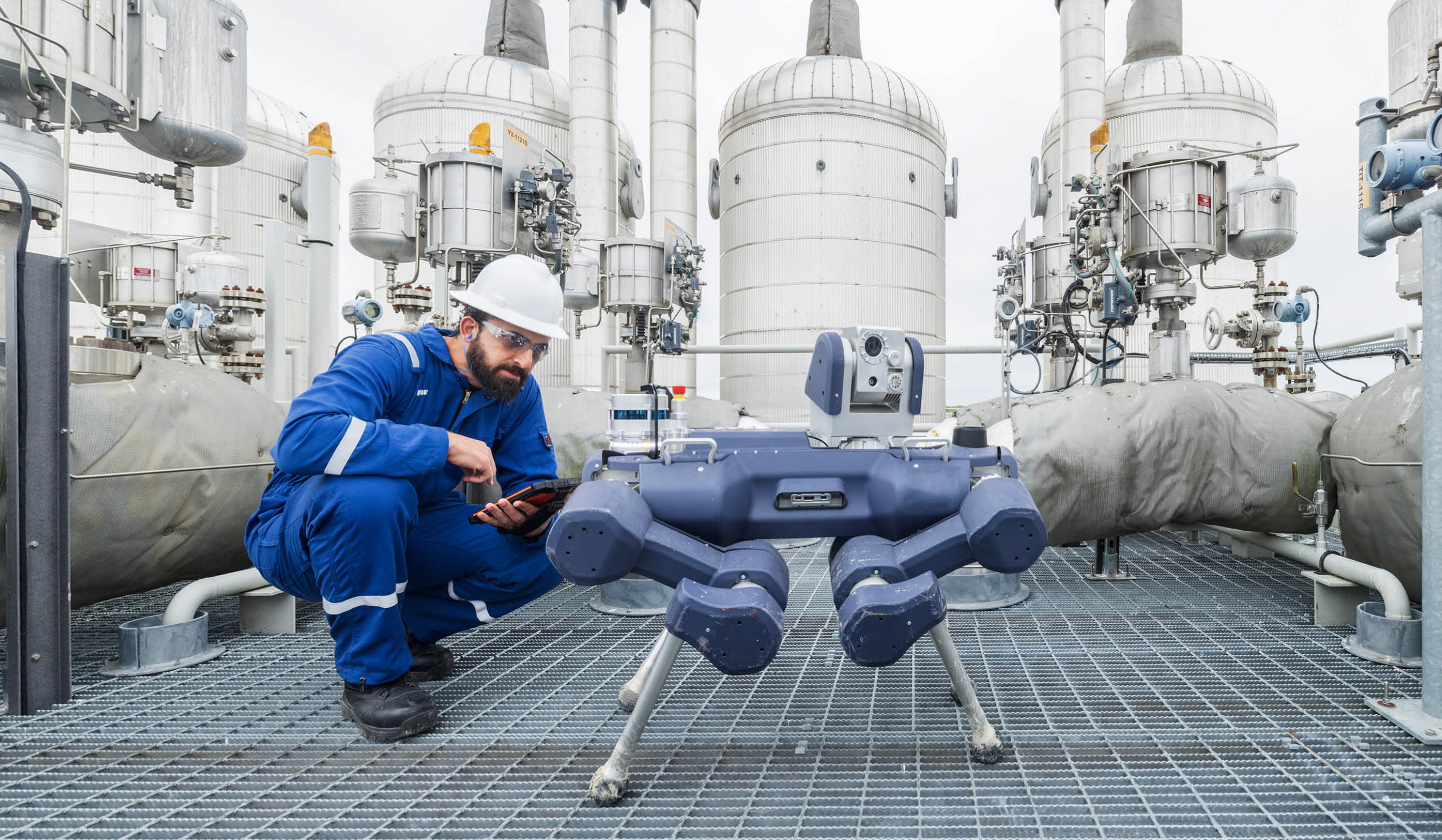 SLB employee checking equipment before use