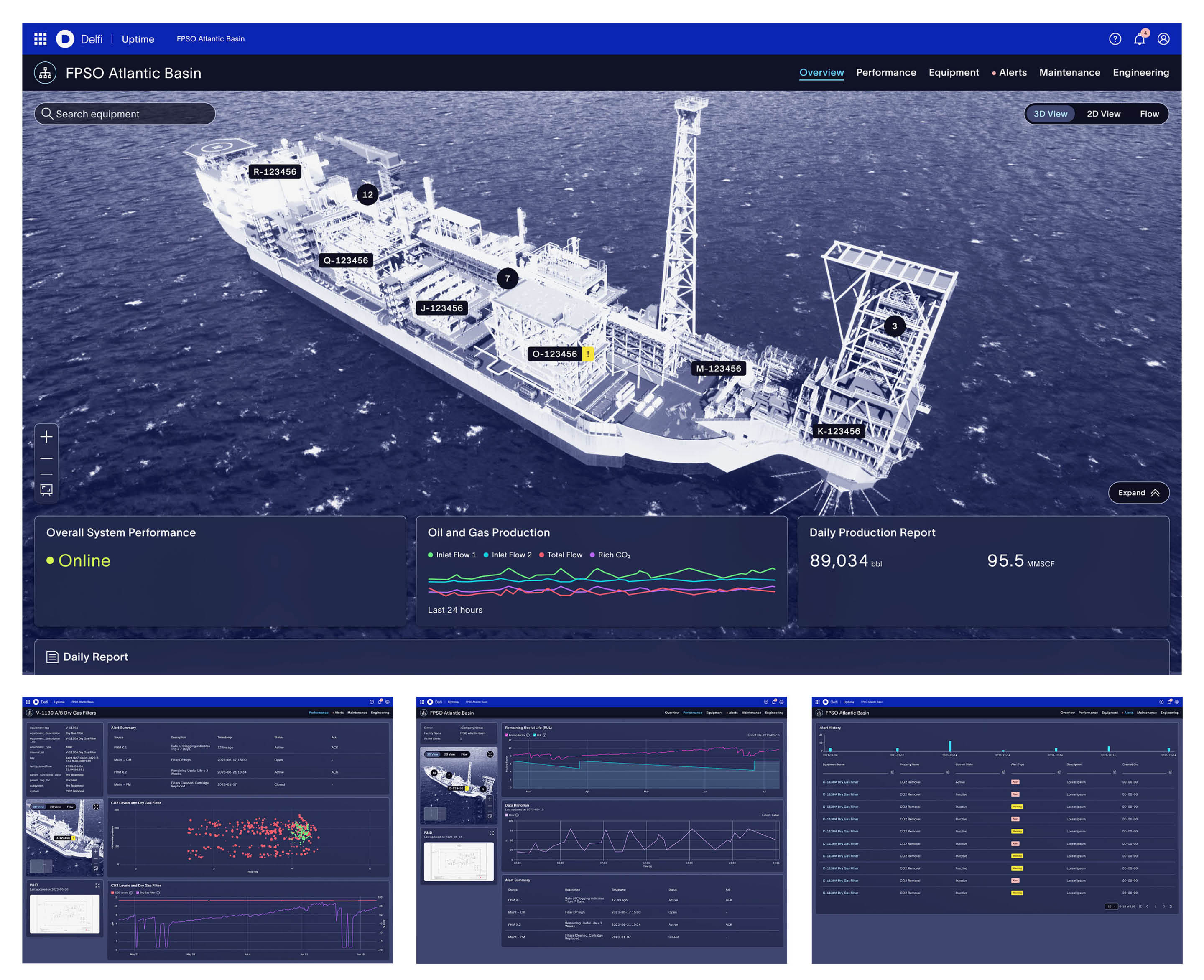 Graphic of rig and ship with information