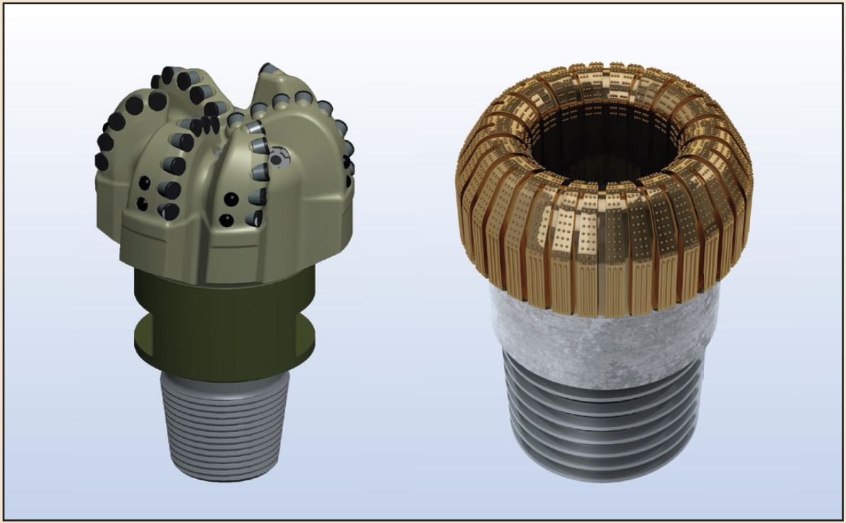 Bits for drilling versus coring.