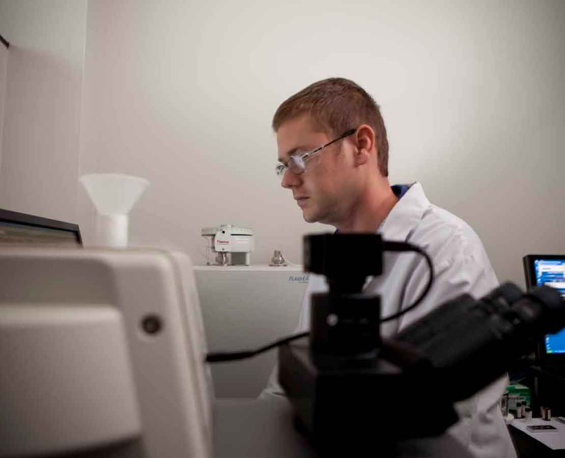 Laboratory worker running fluid tests