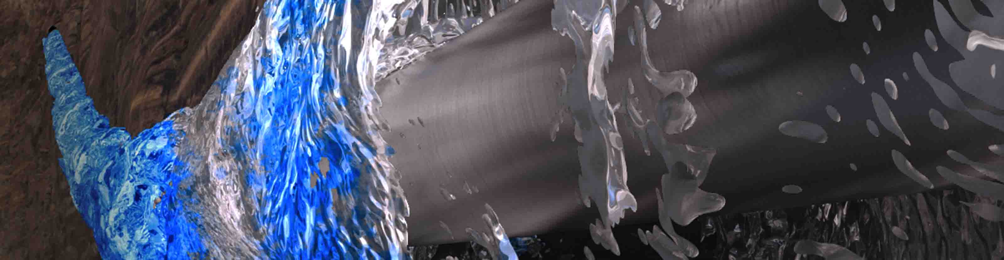 Blue fluid around drillstring.