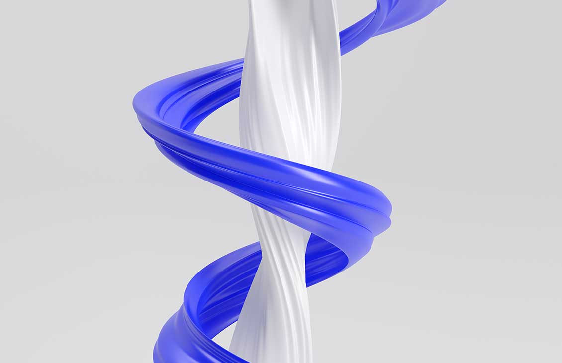 render of orange liquid on blue cylinder