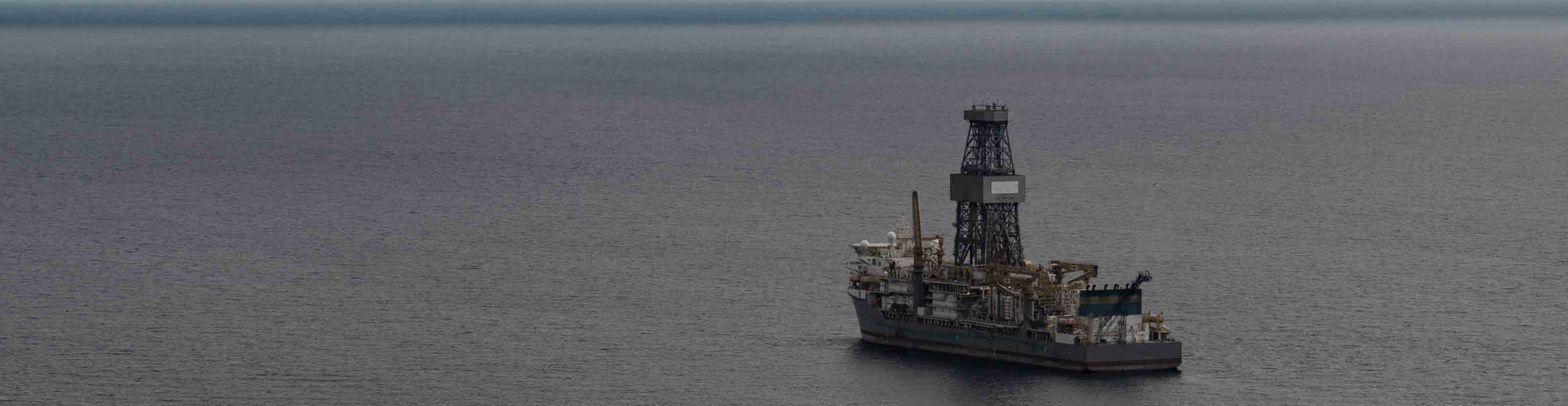 A deepwater drillship at sea