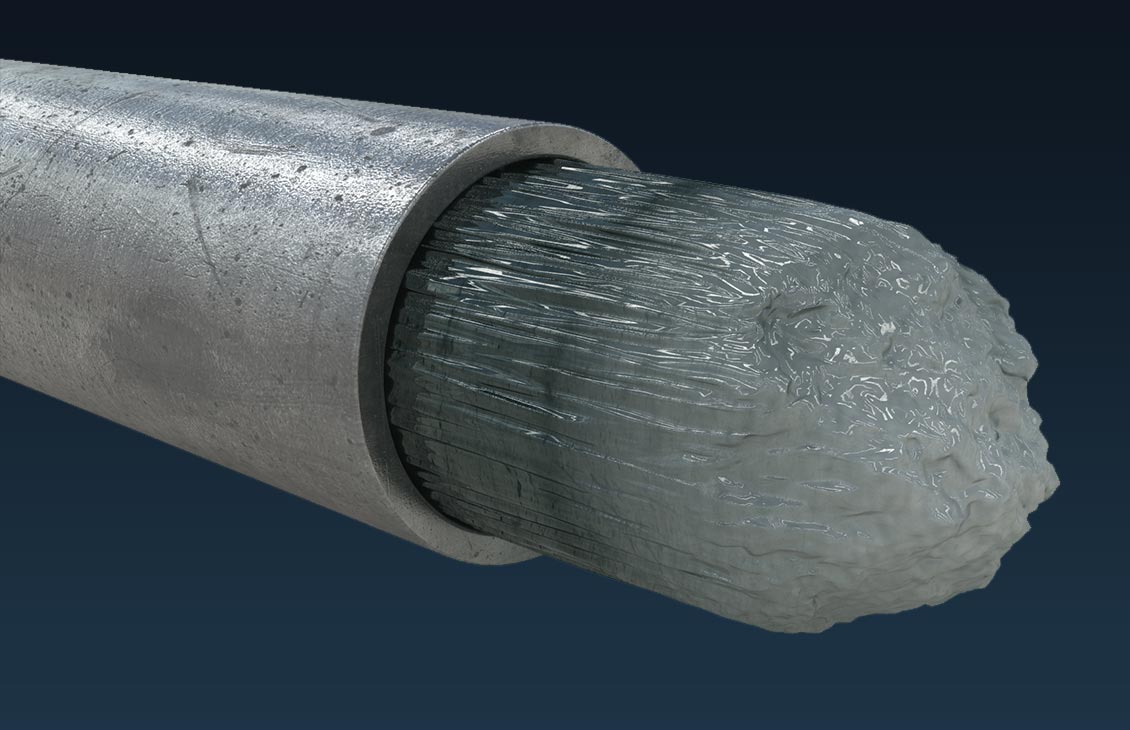 Pipe blocked by hydrate formation.