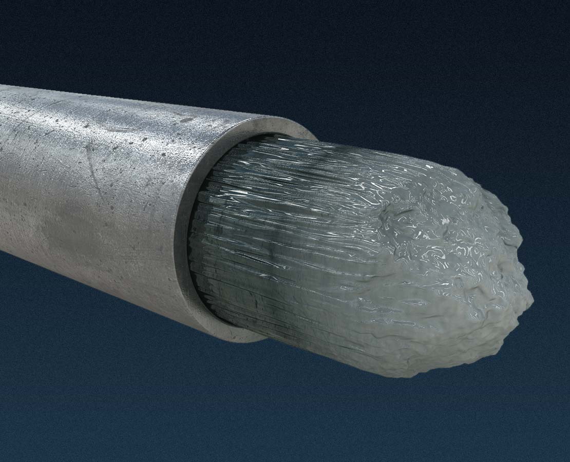 Pipe blocked by hydrate formation.