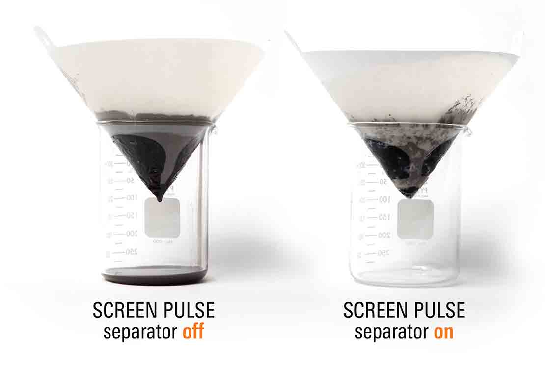 SCREEN PULSE fluid and cuttings separator On and Off