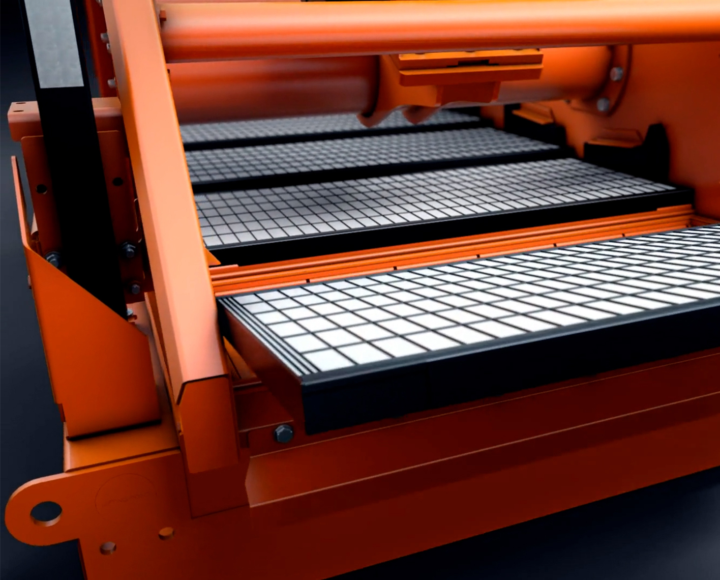 A technician inserts a new screen into a SCREEN PULSE shaker