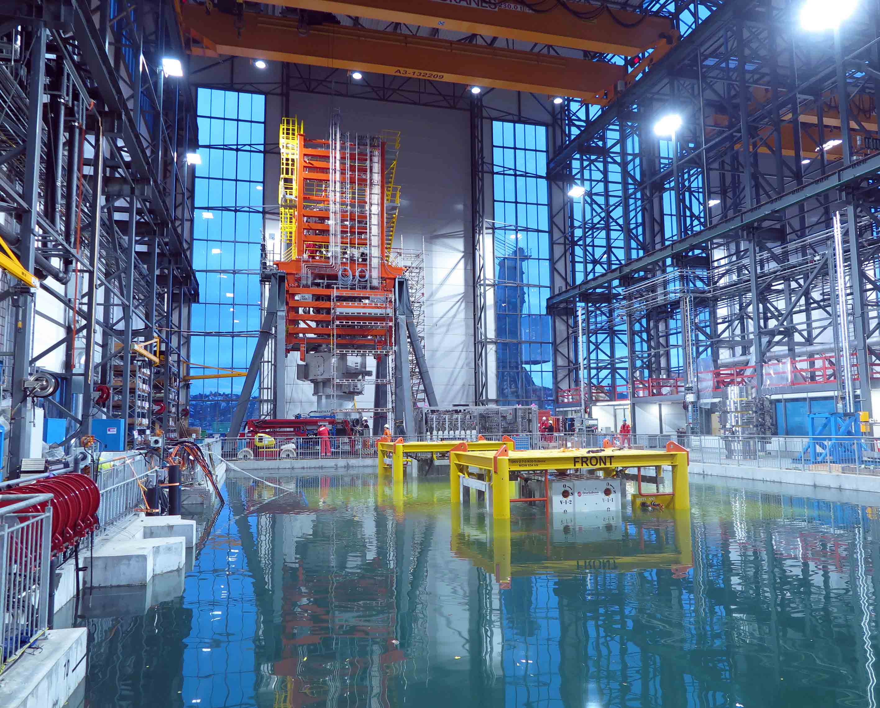 Image of a offshore production unit in a flooded pit