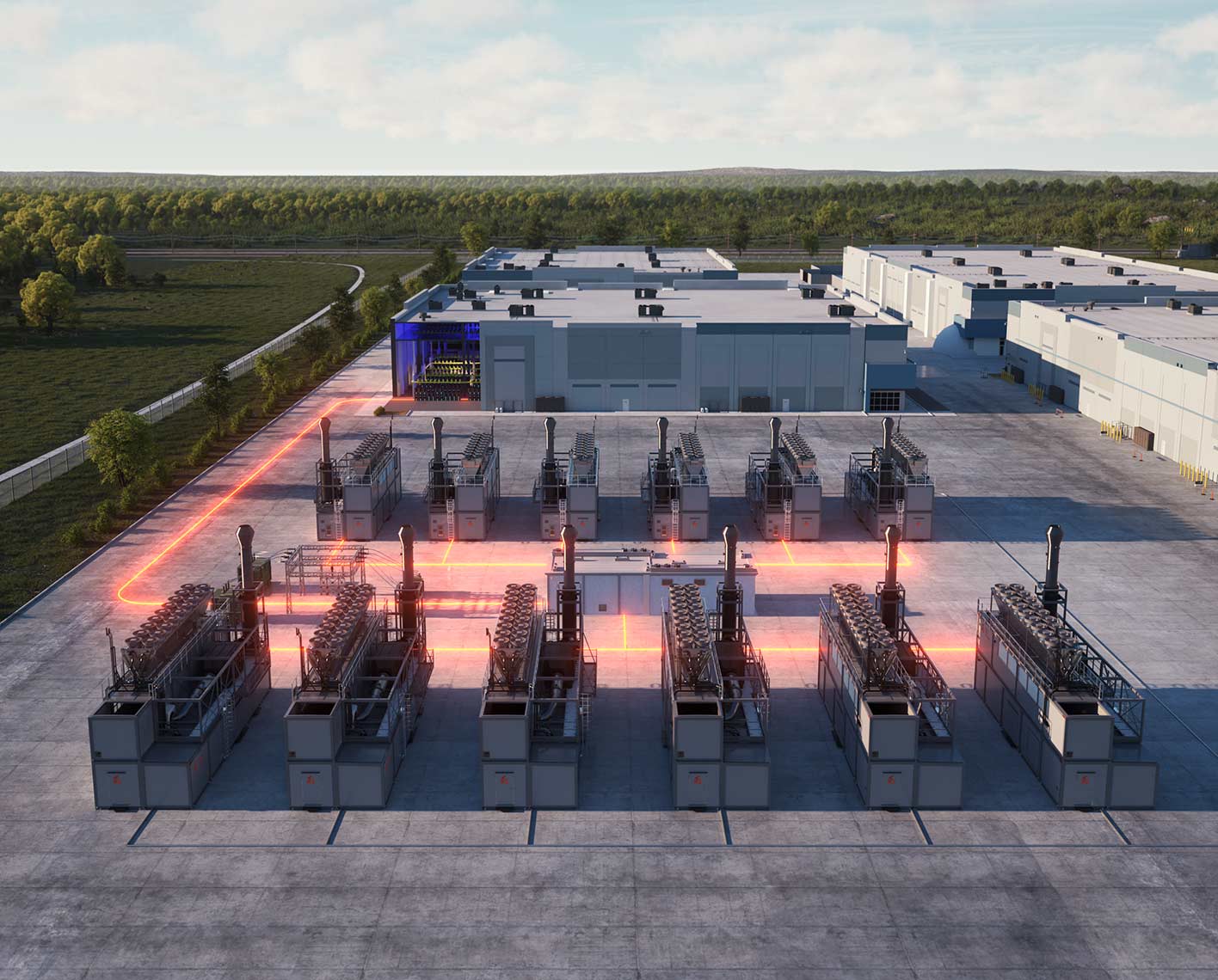 Rendering of an overhead view of a data center