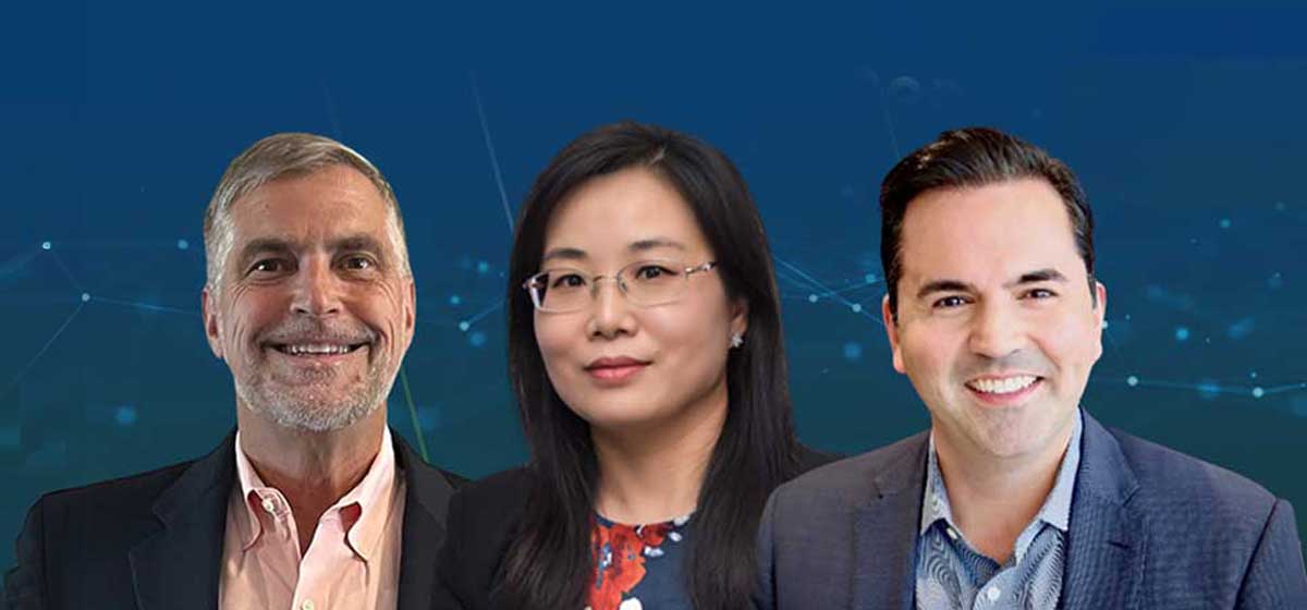 Head shots of  the host of SPE Tech Talk on OptiSite solutions and SLB experts.