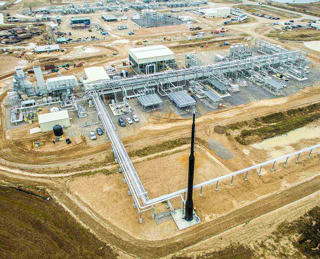 Overhead view of processing facility