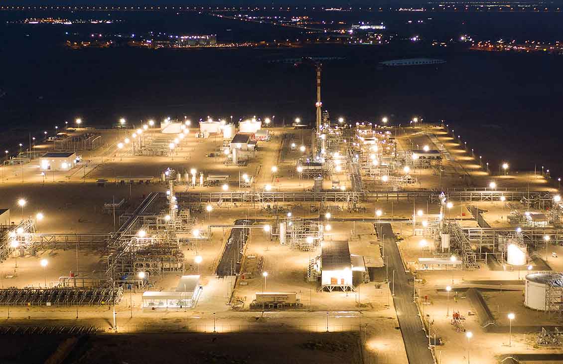 Processing facility at night