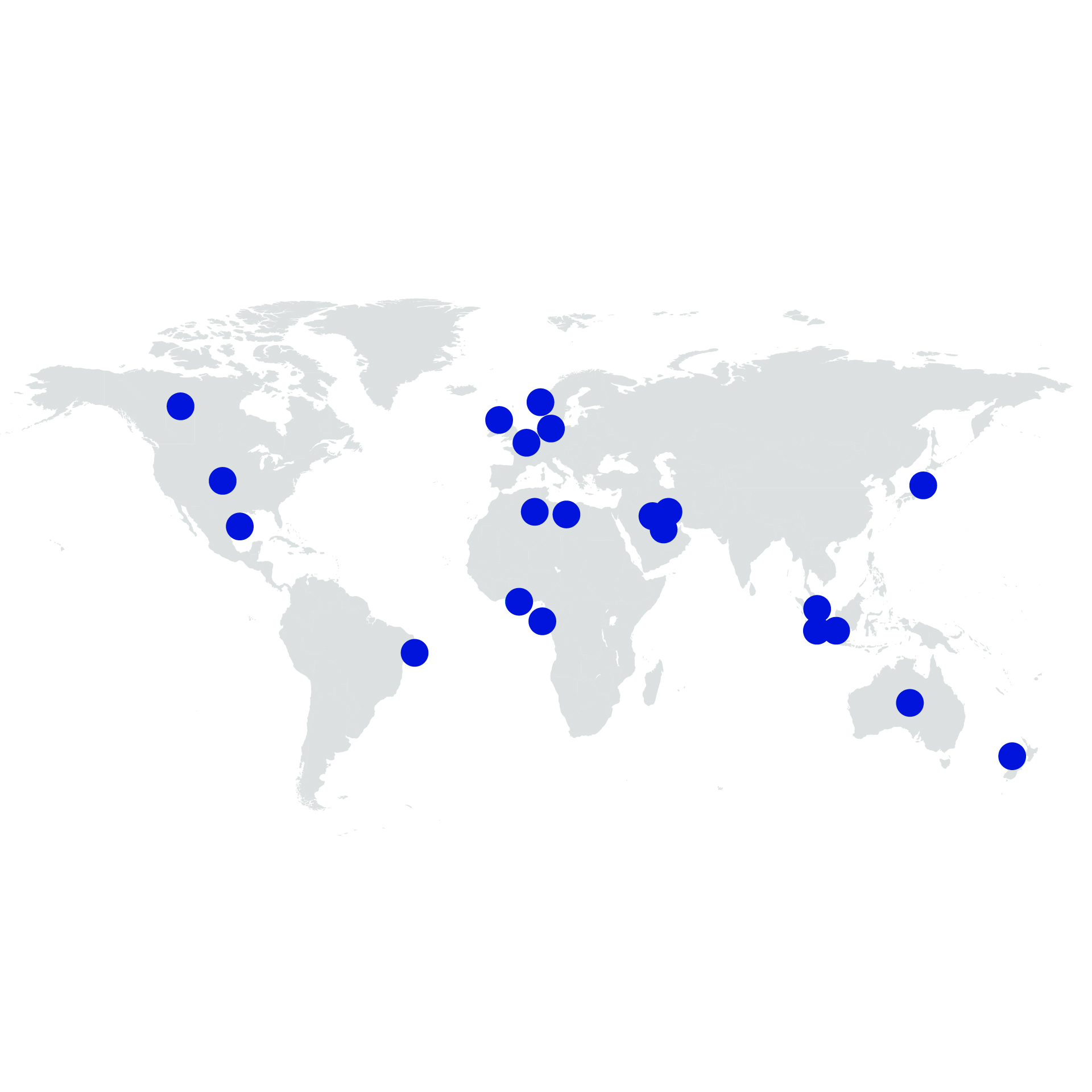 Map showing the established a global presence for our extensive plug and abandonment  technology portfolio 
