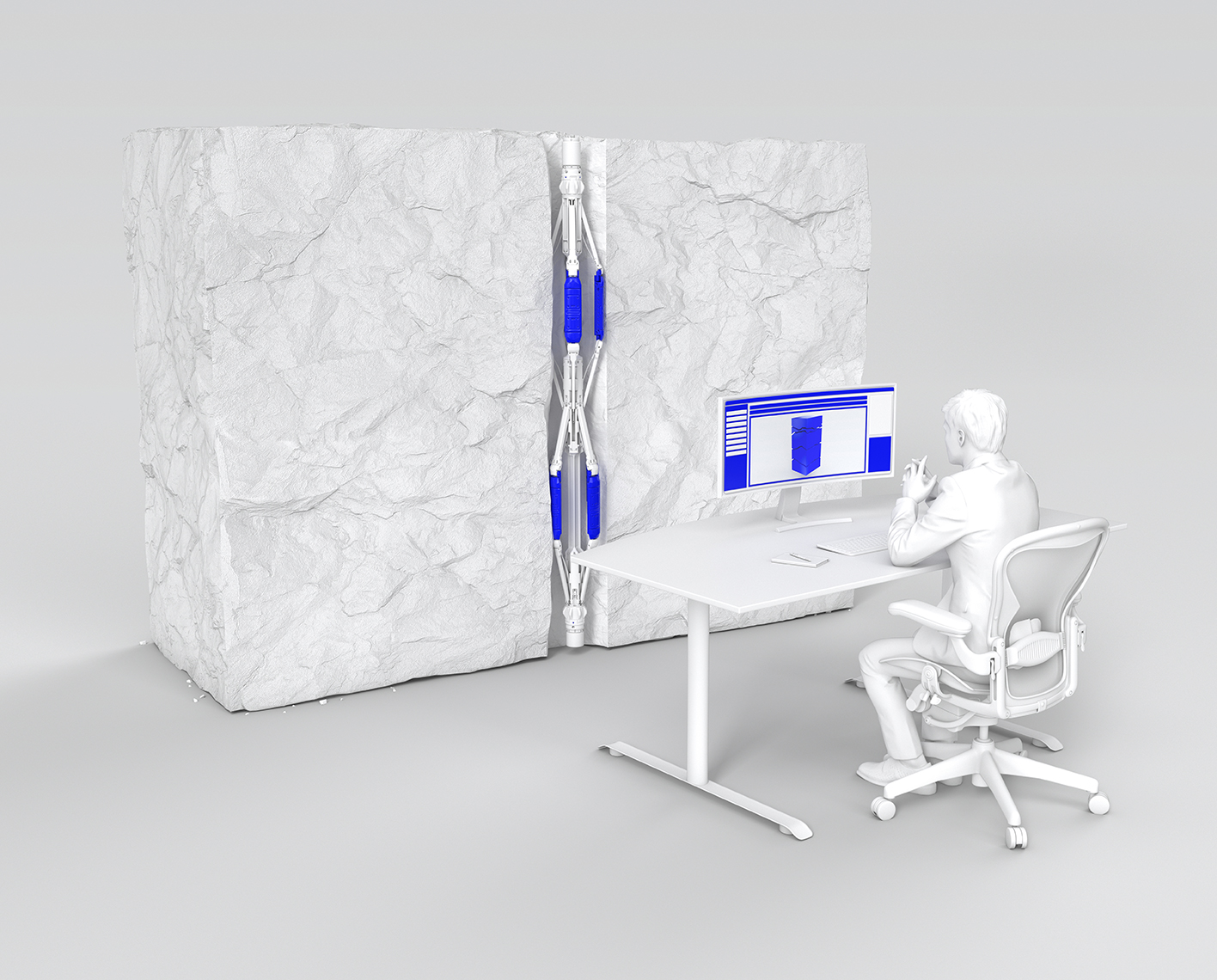 3D representation of a person receiving real-time subsurface data insights from downhole.