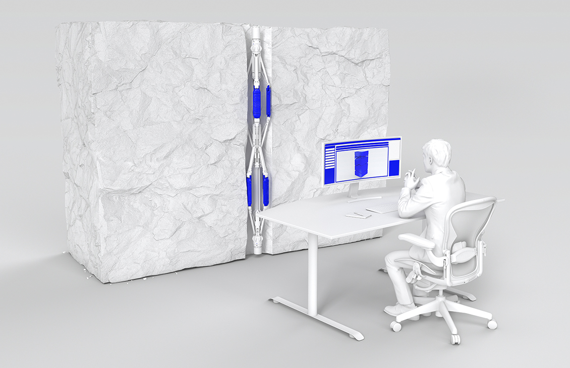 3D representation of a person receiving real-time subsurface data insights from downhole.