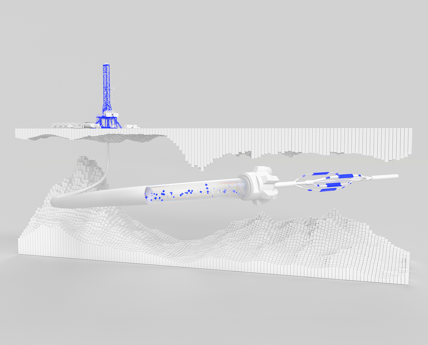 3D representation of the OnWave autonomous logging platform downhole.