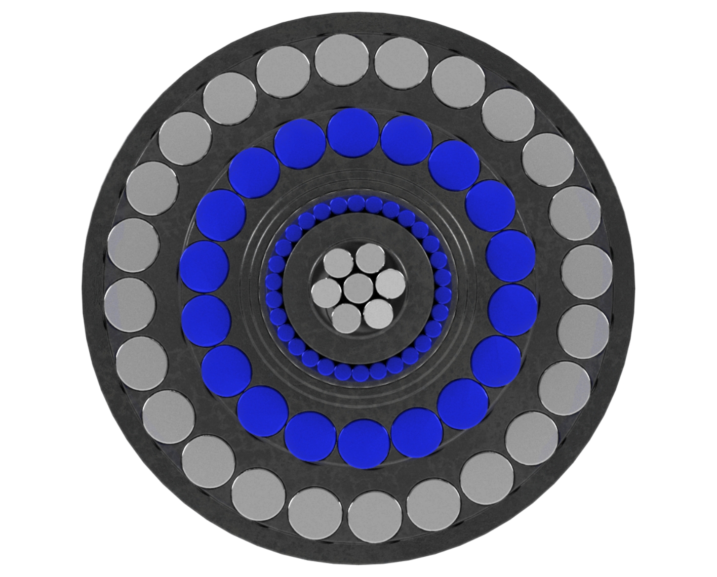 Cross section 3D render of the StreamLine iX extreme -performance polymer-locked wireline cable.