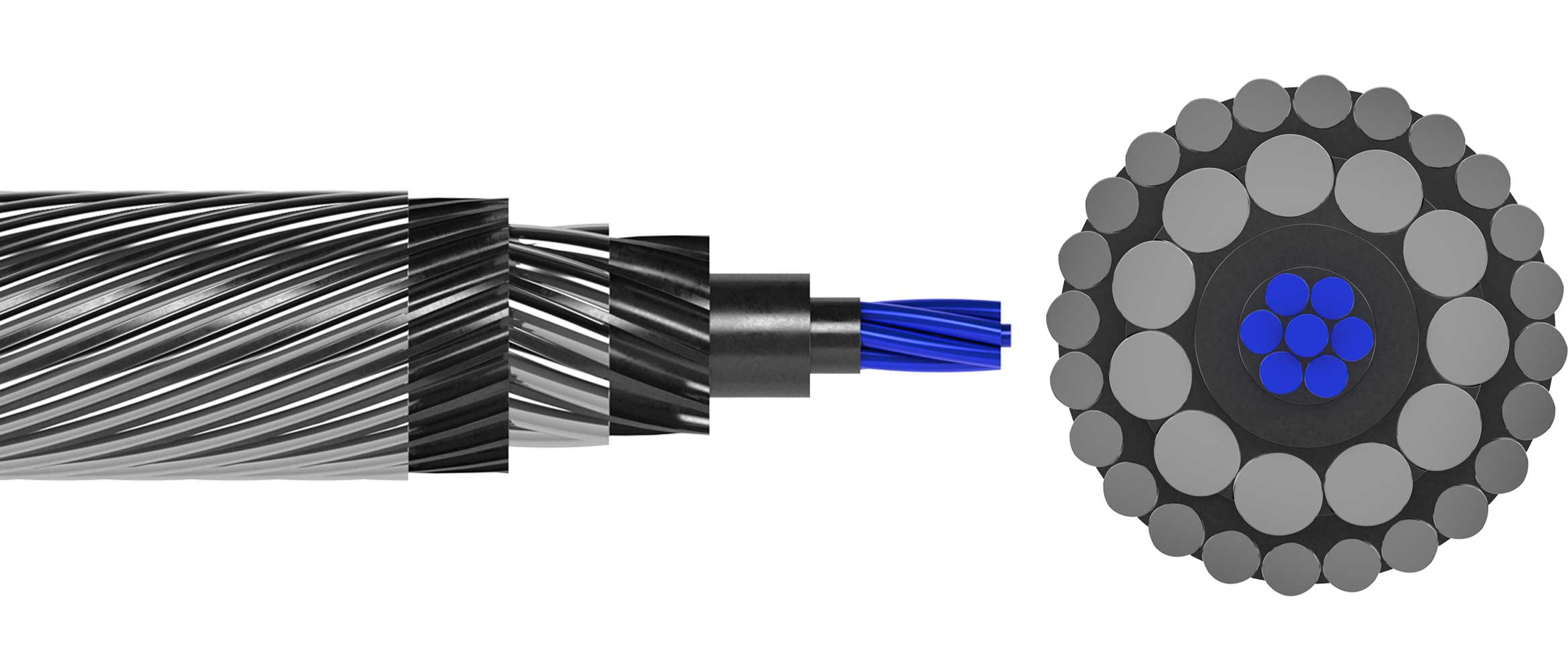 3D render of the 1-28 TuffLine iX™ extreme-performance torque-balanced wireline cable.