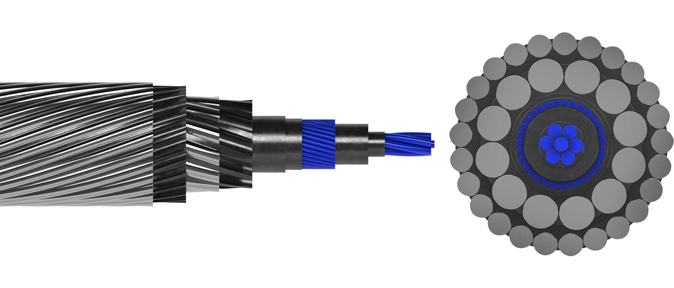 3D render of the 2-37 TuffLine iX™ extreme-performance torque-balanced wireline cable.