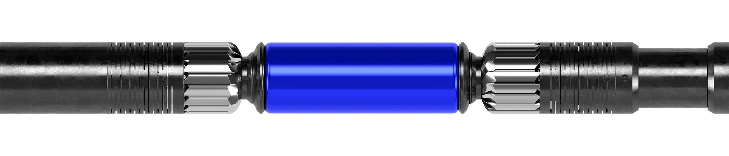 3D close-up illustration of the Hi-Ex retrievable bridge plug in its collapsed state.