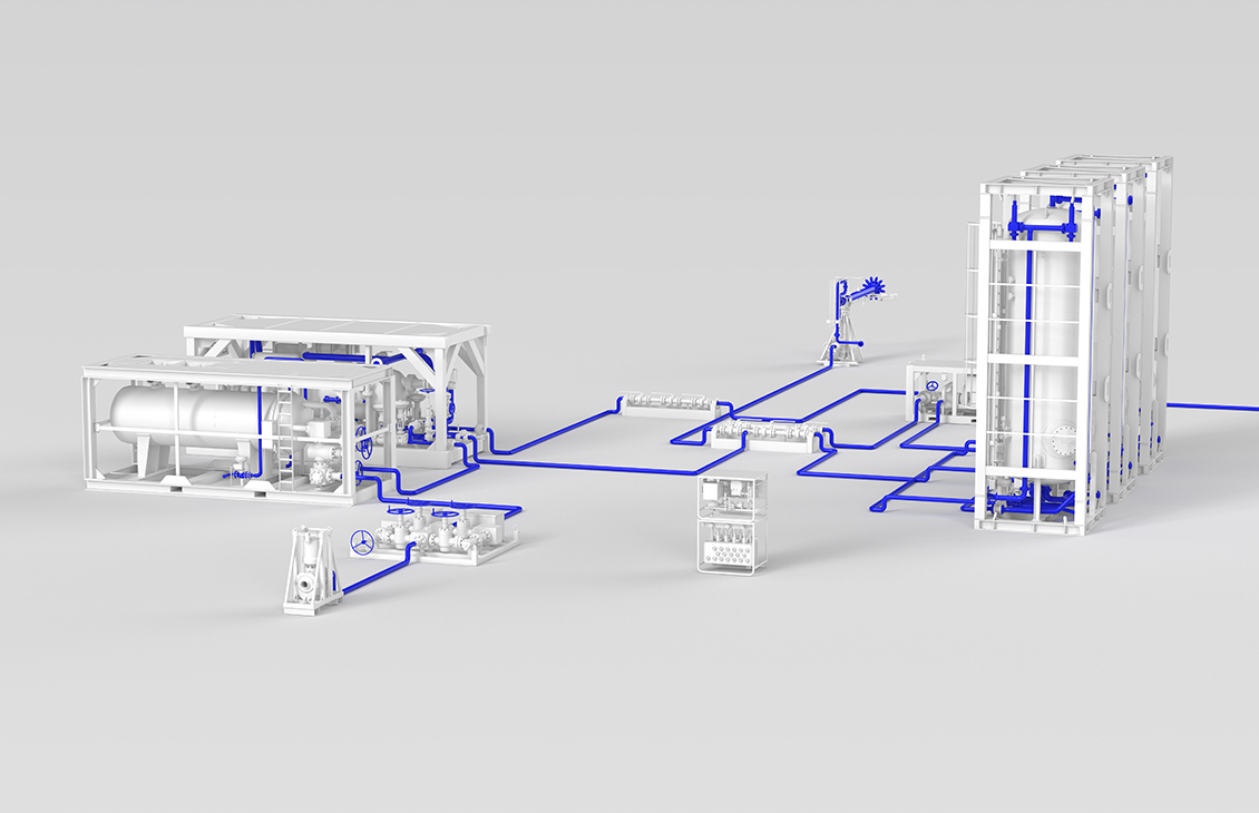 3D illustration of SLB surface well testing.