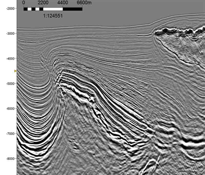 Reprocessed seismic image for Angola 3D.