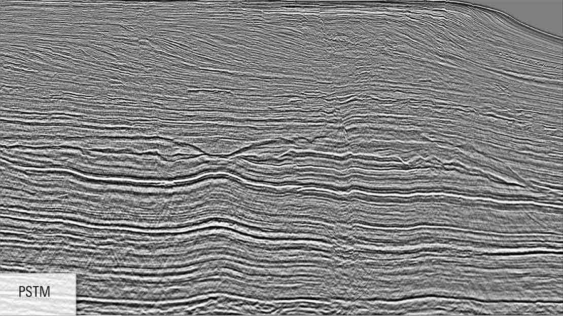 Legacy seismic survey with velocity model overlay.
