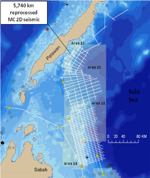 Philippines 2D reprocessed multiclient survey map.