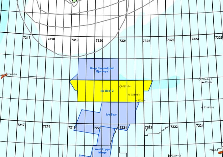 Map of Barents Sea 3D Bjørnøya Ice Bear 2 survey.