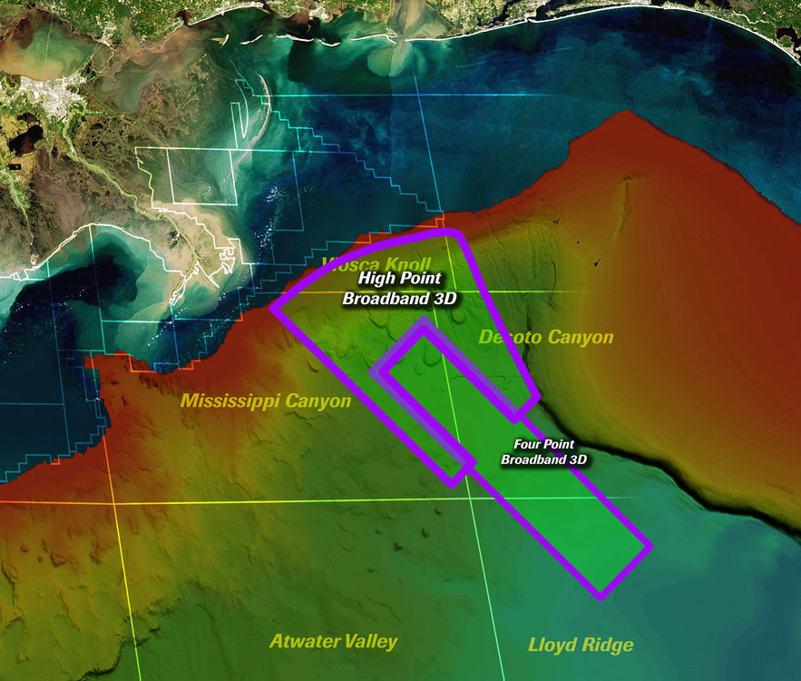 Map showing 3D broadband survey area.