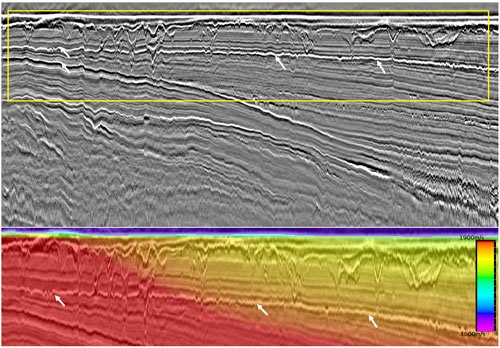 Initial velocity model before (left) 