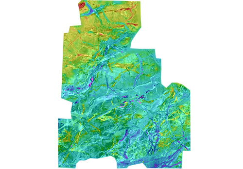 High-resolution overburden details such as fault networks and shallow gas captured by FWI on a shallow depth slice (1000m).