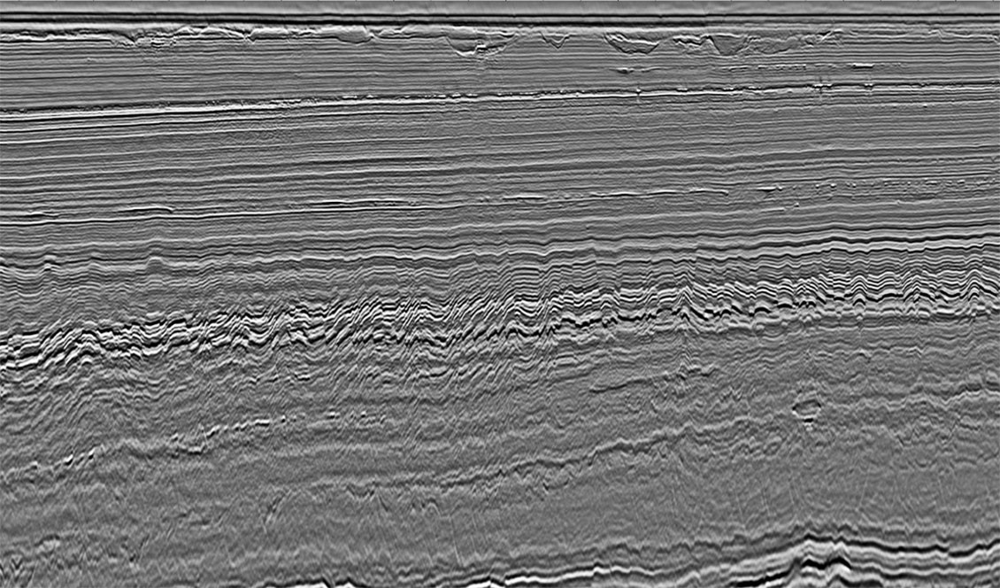 Final East Mey 3D data in central North Sea. High sample rate processing (2ms) highlights subtle overburden features in high-resolution.