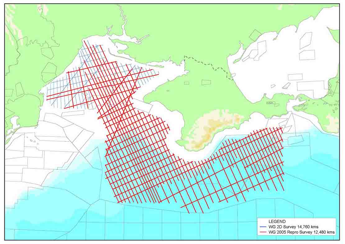Ukraine Black Sea 2D seismic survey map.