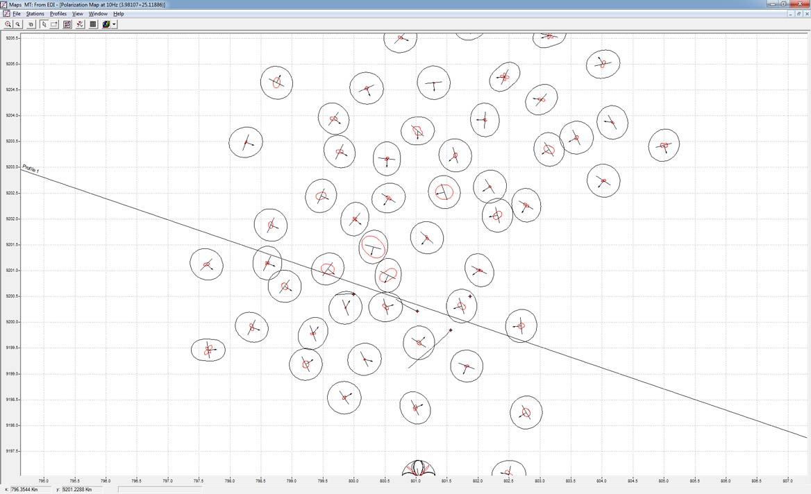 Magnetotellurics (MT) polarization map