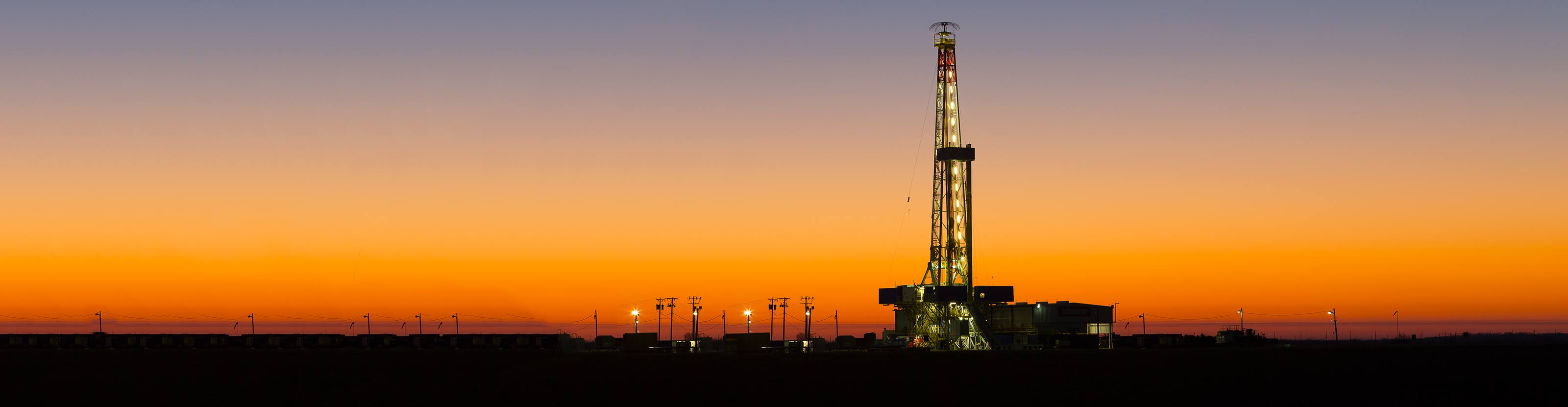 A land rig at sunrise