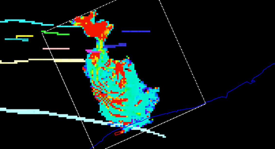 Image shows simulated CO2 plume migration in the subsurface during CCS.