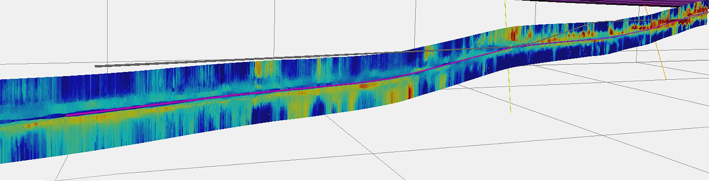 Image shows PeriScope Edge service inversion results for the subhorizontal well trajectory.