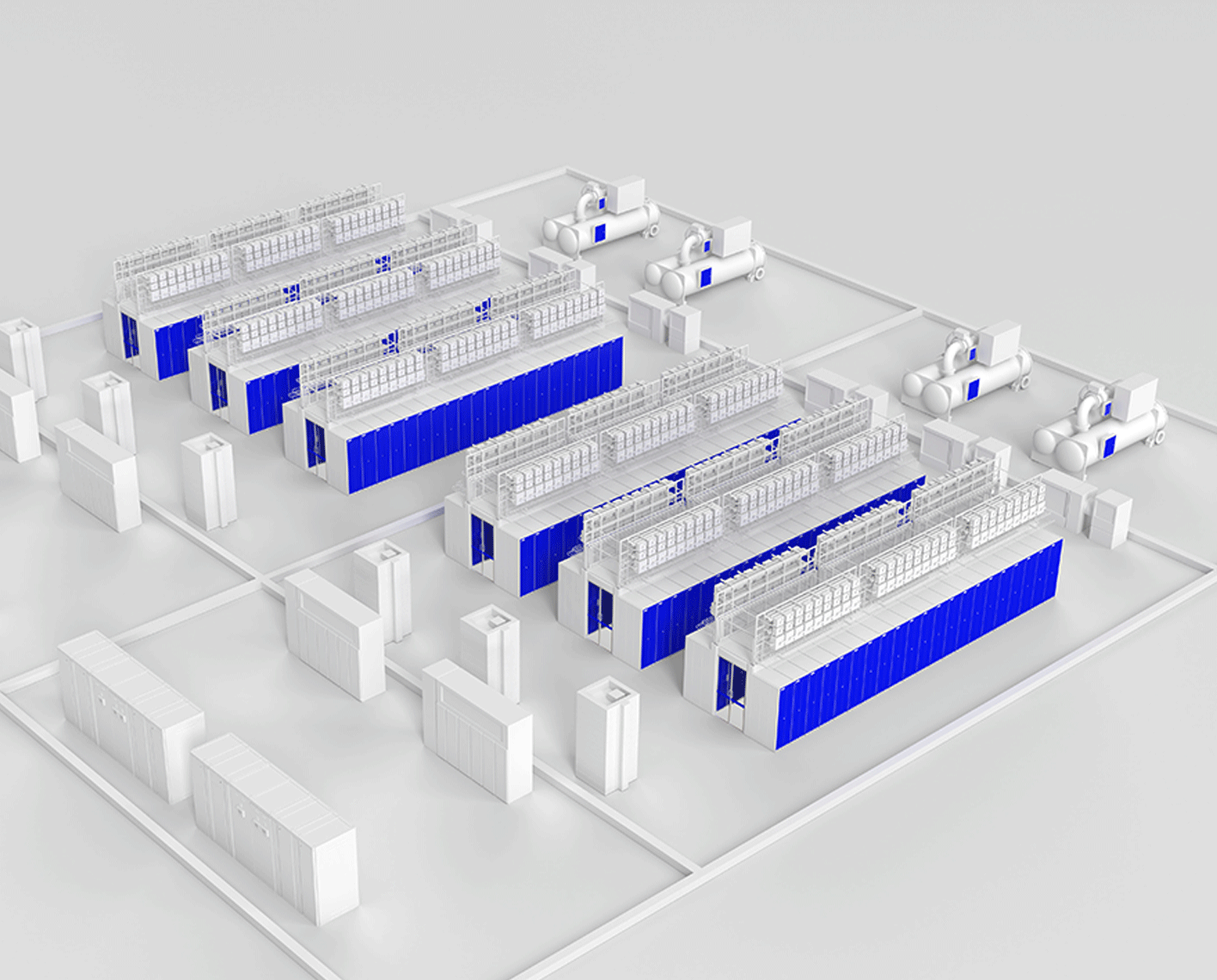 A 3D rendering of data centers