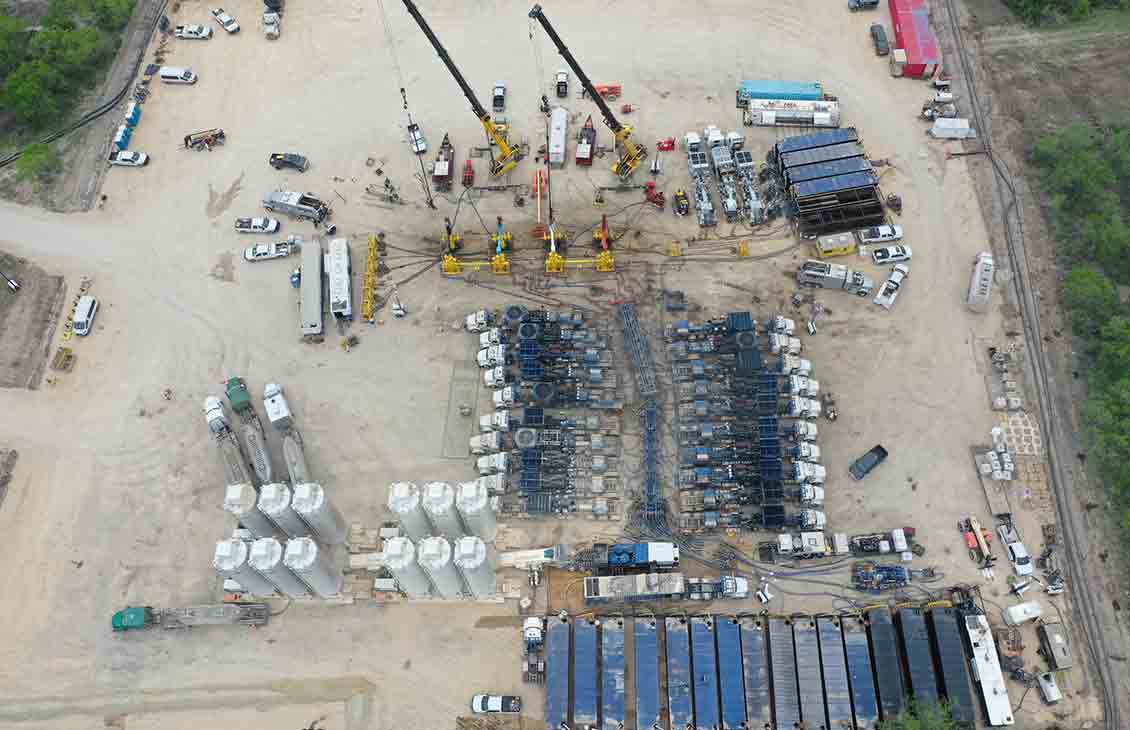 Aerial view of a site showing the Dual-Fracturing Stimulation service