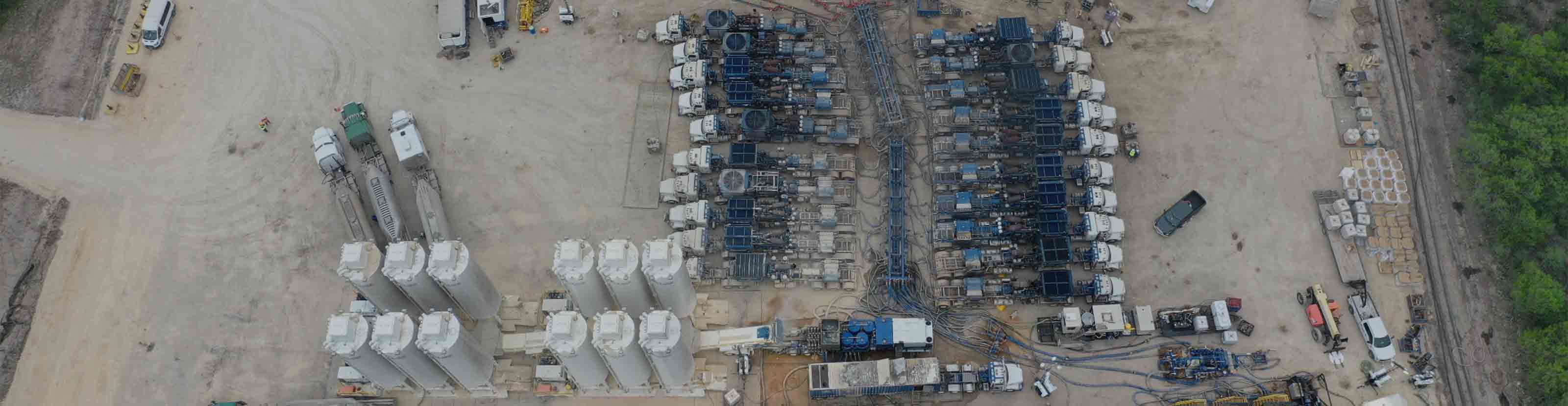 Aerial view of a site showing the Dual-Fracturing Stimulation service
