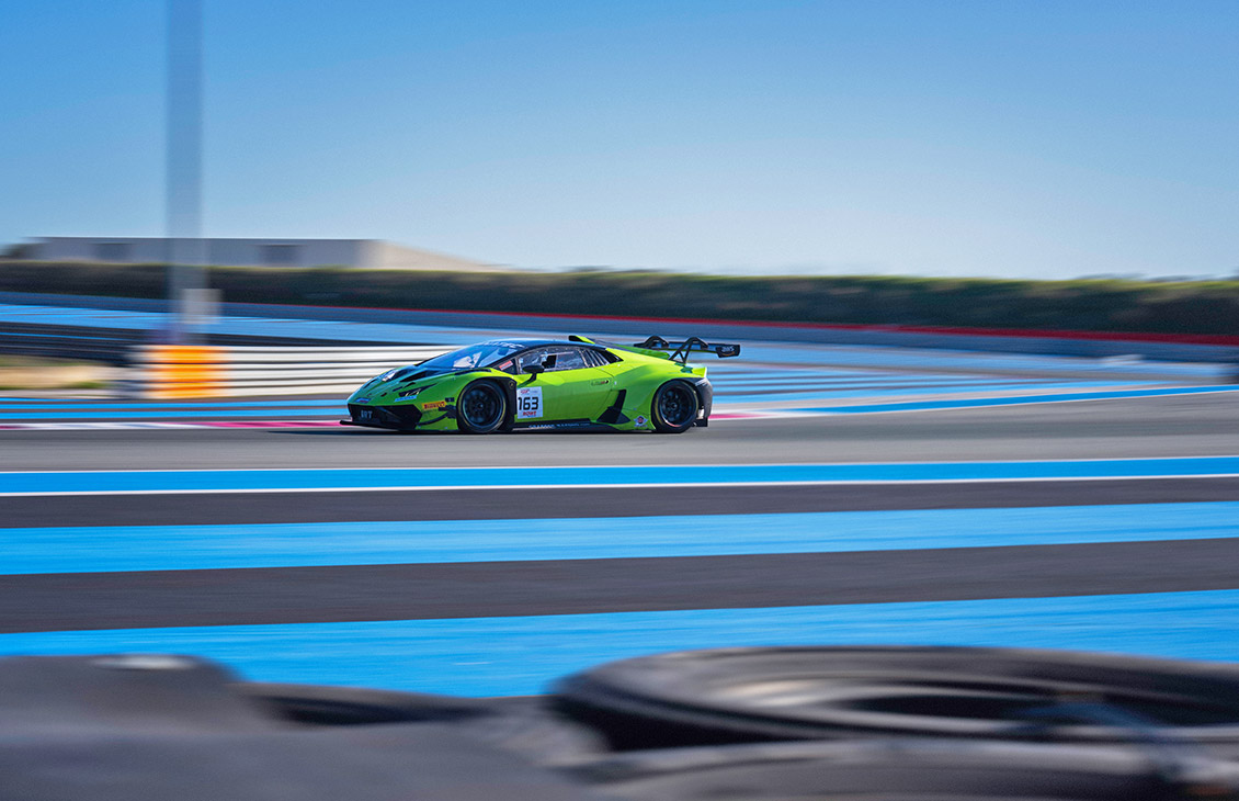 Premium racecar during a race.