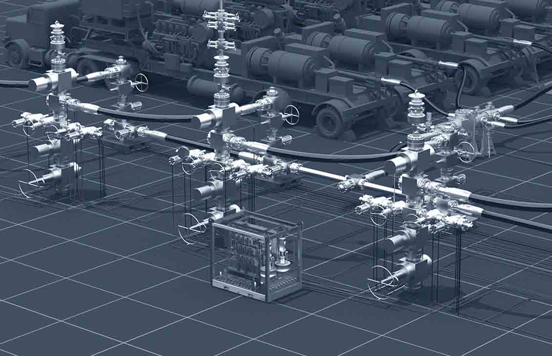 Render of the automated valve greasing system with the grease injection unit and the remote control panel skid