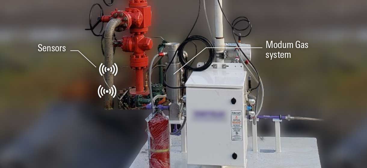 Modum Gas gas metering control system installed near a wellhead.