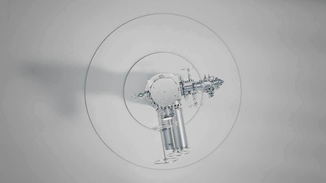 top down view of a wellhead in a metal texture