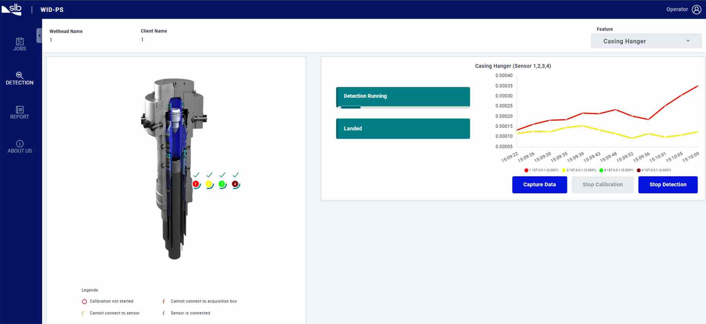 Screenshot of the wellhead installation digital position sensing software.
