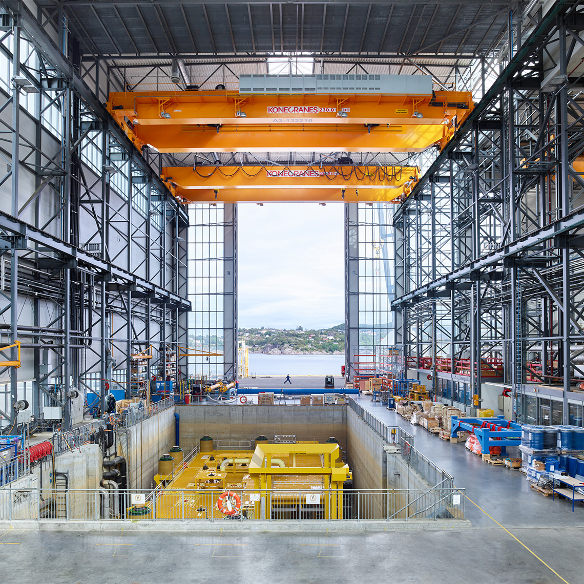 view of water from inside a manufacturing location