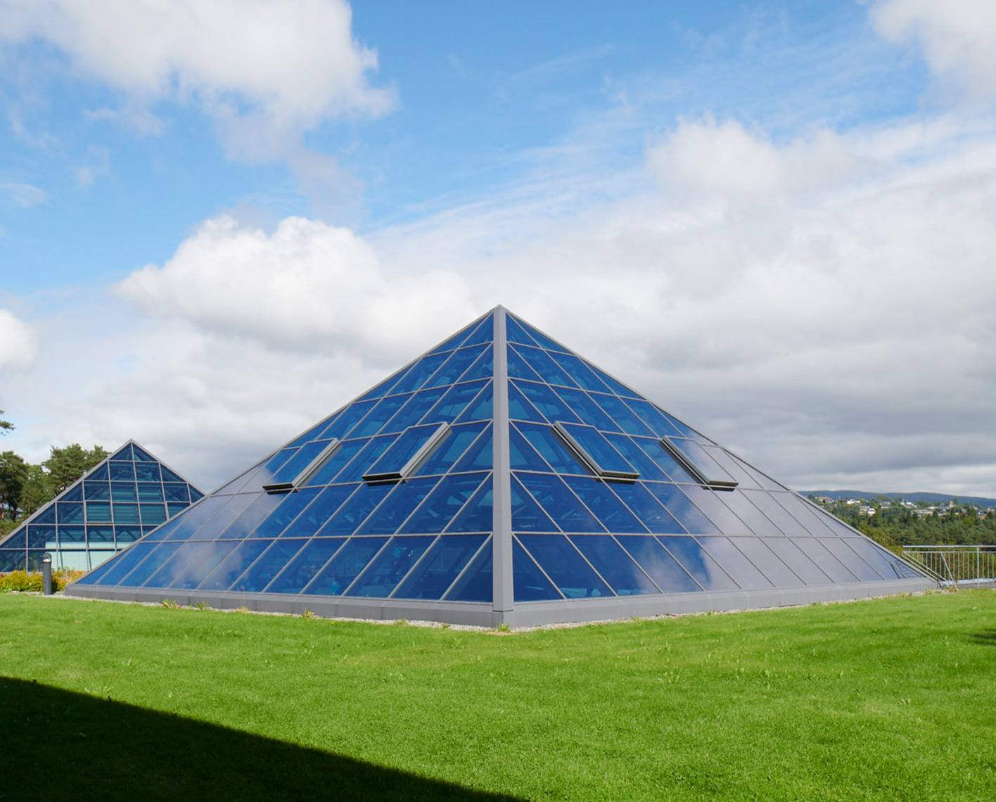 Two solar panel pyramids