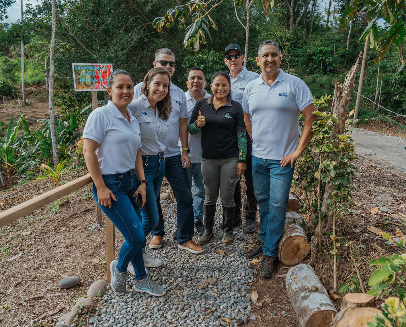 A group of people in a jungle environment